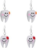 seakuur 2 pairs cute tooth dangle earrings: fun dentist jewelry for women & girls, ideal graduation gift logo