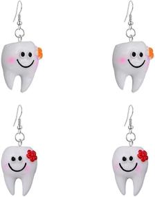 img 4 attached to Seakuur 2 Pairs Cute Tooth Dangle Earrings: Fun Dentist Jewelry for Women & Girls, Ideal Graduation Gift