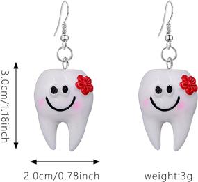 img 1 attached to Seakuur 2 Pairs Cute Tooth Dangle Earrings: Fun Dentist Jewelry for Women & Girls, Ideal Graduation Gift