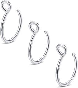 img 4 attached to 💍 MilaColato 20g Sterling Silver Fake Nose Rings: Non-Pierced or Piercing Jewelry Set - 8mm Nose Ring Hoop for Women & Men (3 Pcs) - Hypoallergenic & Stylish Nose Accessory