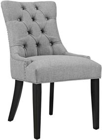 img 3 attached to Modway Regent: Современное элегантное обиванное кресло для обеденной зоны с пуговичной стяжкой, светло-серого цвета - с декоративной отделкой гвоздиками и обивочной тканью.