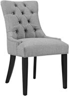 modway regent: современное элегантное обиванное кресло для обеденной зоны с пуговичной стяжкой, светло-серого цвета - с декоративной отделкой гвоздиками и обивочной тканью. логотип