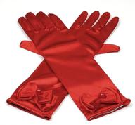 🧤 11.4 inch long finger dress bowknot gloves for kids - runheng stretchy satin logo