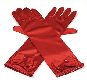 img 1 attached to 🧤 11.4 Inch Long Finger Dress Bowknot Gloves for Kids - RUNHENG Stretchy Satin