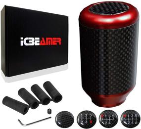 img 4 attached to 🏎️ ICBEAMER Red Heavy Aluminum Drifting Racing Style Gear Shift Knob - Real Carbon Fiber, Manual, 5/6 Speeds Pattern