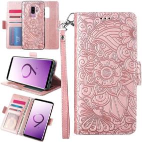 img 3 attached to 🌸 Petocase Samsung Galaxy S9 Plus Wallet Case: Mandala Floral Leather Folio Wristlet Cover - Rose Gold, Shockproof & Card Slots