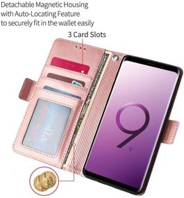 img 2 attached to 🌸 Petocase Samsung Galaxy S9 Plus Wallet Case: Mandala Floral Leather Folio Wristlet Cover - Rose Gold, Shockproof & Card Slots