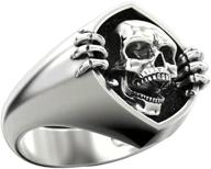 gothic retro punk skull rings: hip and cool stainless steel halloween party jewelry logo