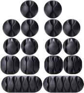 🔌 16-pack black adhesive cable clips - efficient cable cord management for home, office, car, desk nightstand - ideal for organizing cable wires logo