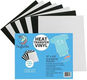 img 4 attached to 👕 Craftables Heat Transfer Vinyl Black and White Bundle 12" x 9.8" - (8) Sheet Color Pack | T-Shirt Vinyl for Silhouette Cameo & Cricut | Iron On Vinyl - Ships Flat