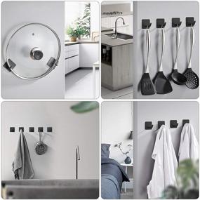 img 3 attached to 🔧 VIS'V Black Stainless Steel Self Adhesive Hooks: Heavy Duty Waterproof Wall Hangers for Kitchen, Bathroom and Shower - 4 Packs