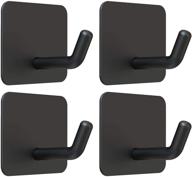 🔧 vis'v black stainless steel self adhesive hooks: heavy duty waterproof wall hangers for kitchen, bathroom and shower - 4 packs logo