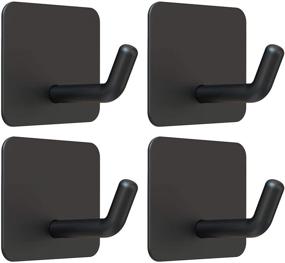 img 4 attached to 🔧 VIS'V Black Stainless Steel Self Adhesive Hooks: Heavy Duty Waterproof Wall Hangers for Kitchen, Bathroom and Shower - 4 Packs