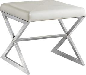 img 1 attached to 🪑 Coaster Home Furnishings White Ottoman with Chrome Accents