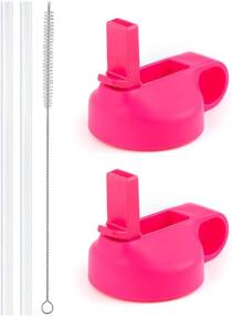 img 4 attached to 🍹 N-A Wide Mouth Straw Lid Flip-Top Design 2 Packs: Convenient Straw Lid with 2 Straws, Brush. Compatible with Many Sports Bottles. 4 Color Options!