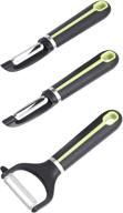 soft grip handle peeler set - 3-piece, amazon basics, grey and green logo