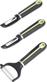 img 4 attached to Soft Grip Handle Peeler Set - 3-Piece, Amazon Basics, Grey and Green