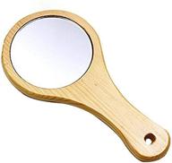 🪞 gohide round side handheld wooden makeup mirror - innovative and convenient (14x7.5cm) logo