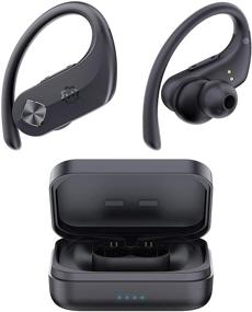 img 4 attached to WixGear Wireless Headphones, Bluetooth 5.0 Sport Earbuds with Hi-Fi Stereo Bass Sound, 130H 🎧 Playtime and IPX7 Waterproof, Over Ear Wireless Earphones with Mic, 2600MAH Charging Case &amp; Volume Control