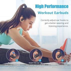 img 2 attached to WixGear Wireless Headphones, Bluetooth 5.0 Sport Earbuds with Hi-Fi Stereo Bass Sound, 130H 🎧 Playtime and IPX7 Waterproof, Over Ear Wireless Earphones with Mic, 2600MAH Charging Case &amp; Volume Control