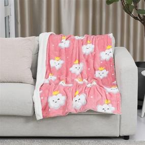 img 3 attached to TILLYOU Reversible Plush Sherpa Fleece Baby Blanket – Fuzzy Fluffy Warm Throw Blanket for Boys, Girls, Kids, 40”x50”, Toddler Bed, Crib, Stroller, Bassinet, Pet – Pink Cloud Design