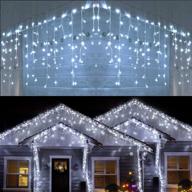 🎄 lomotech led icicle lights, 400 led 39.4ft 8 modes with 80 drops icicle christmas lights, waterproof connectable outdoor string lights for holiday, christmas, wedding decorations (white) logo