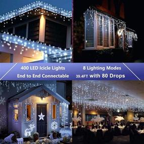 img 1 attached to 🎄 Lomotech LED Icicle Lights, 400 LED 39.4Ft 8 Modes with 80 Drops Icicle Christmas Lights, Waterproof Connectable Outdoor String Lights for Holiday, Christmas, Wedding Decorations (White)