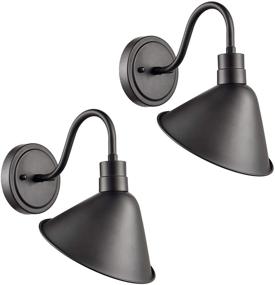 img 4 attached to 🏡 Set of 2 Antique Black Industrial Gooseneck Wall Sconces Barn Lights for Kitchen Sink Patio Porch