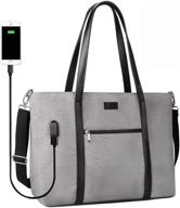 👜 large laptop bag for women, usb work tote bag with 17 inch laptop compartment, professional teacher bag (x-large, gray) logo