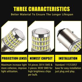 img 3 attached to AUXLIGHT Ultra Bright LED Bulbs: 1157 2057 7528 Xenon White - Pack of 2