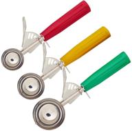 🍪 cookie scoop set, baking tools trio for perfect portioning - includes ice cream scoop and dishers scoops - sizes: #12 (2.7 oz), #24 (1.4 oz), #40 (0.8 oz) logo