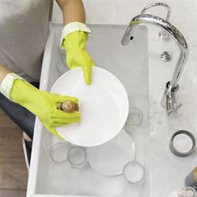 img 2 attached to Efficient Cleaning with Full Circle Bubble 🧼 Up Ceramic Soap Dispenser & Bamboo Dish Brush, White/Gray