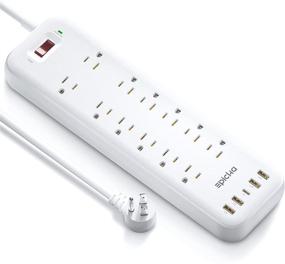 img 4 attached to 💡 EPICKA Power Strip with 12 AC Outlets, Surge Protector (1875W/15A, 1700J), 5 USB Charging Ports (1 USB-C, 4 USB-A), 6FT Extension Cord, Wall Mountable, Overload Protection Outlet for Home & Office, White