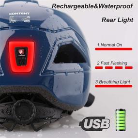 img 2 attached to 🚴 Bike Helmet with USB Rechargeable LED Rear Back Light, Shinmax Lightweight Urban Commuter Scooter Helmet, Adjustable Skateboard Helmet for Men/Women SM-T66