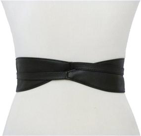 img 2 attached to 👗 Stylish Women's Wide Lace and Faux Leather Self Tie Wrap Obi Waist Belt in 2 Chic Styles