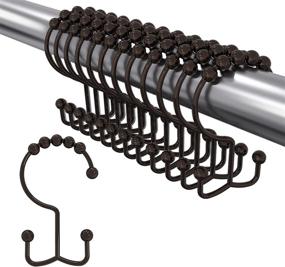 img 4 attached to Utopia Bedding Double Glide Roller Shower Curtain Hooks - Polished Chrome/Bronze - Set of 12 Rings