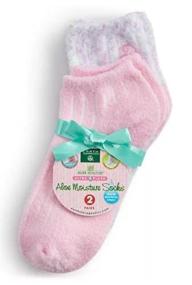 img 2 attached to Earth Therapeutics 2-Pack Aloe Moisture Socks - 🧦 Pink Striated & Confetti: Hydrate and Pamper Your Feet!