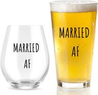 married wine glass beer gift logo