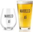 married wine glass beer gift logo