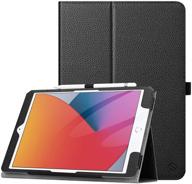 📱 premium vegan leather fintie folio case for ipad 9th / 8th / 7th generation (2021/2020/2019) 10.2 inch - [corner protection] black with pencil holder and auto sleep/wake logo