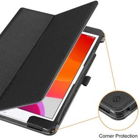 img 1 attached to 📱 Premium Vegan Leather Fintie Folio Case for iPad 9th / 8th / 7th Generation (2021/2020/2019) 10.2 Inch - [Corner Protection] Black with Pencil Holder and Auto Sleep/Wake