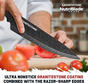 img 2 attached to 🔪 Набор ножей Granitestone Nutriblade из 6 штук - Профессиональные поварские ножи с нержавеющей сталью, покрытие гранитом, удобная рукоять, нержавеющие, посудомоечно-безопасные (Черный)