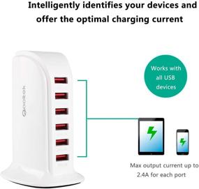 img 1 attached to 🔌 Qooltek 30W 6 Port USB Charger Tower, Portable USB Charging Station, Desktop Wall Charger for iPhone 8, iPhone X, iPhone 7/6s/Plus, iPad, Galaxy S7/S6/Edge (White)