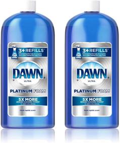 img 1 attached to Заправка пены для посудомоечной машины Dawn Platinum Erasing, свежий поток - эффективная чистка, долговременное действие - 2 штуки, 30,9 унций каждая