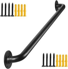 img 4 attached to 🚧 Premium 36 Inch Black No-Slip Pipe Hand Railing for Indoor Stairs - Industrial Metal Staircase Handrail - Outdoor Deck Hand Rail - Iron Banister Rail - Safety Railing for Elderly & Kids