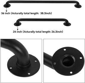 img 3 attached to 🚧 Premium 36 Inch Black No-Slip Pipe Hand Railing for Indoor Stairs - Industrial Metal Staircase Handrail - Outdoor Deck Hand Rail - Iron Banister Rail - Safety Railing for Elderly & Kids