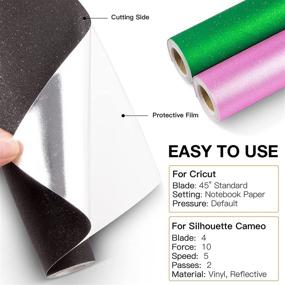 img 1 attached to 🎉 HTVRONT Shimmer Vinyl Roll - 12"x6ft Black Glitter Permanent Vinyl: Perfect for Cricut, Decorations, Signs, Crafts, and Die Cutters