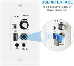 img 1 attached to 🔊 Herdio Wall Plate Блютуз аудио усилитель-ресивер с управлением звука, USB микрофоном и входом Aux (3.5 мм) - максимальная мощность 100 Вт, идеально подходит для звуковых систем и интеграции в домашний кинотеатр.