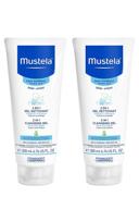👶 mustela baby 2-in-1 cleansing gel: gentle hair & body cleanser with natural avocado - biodegradable & tear-free logo