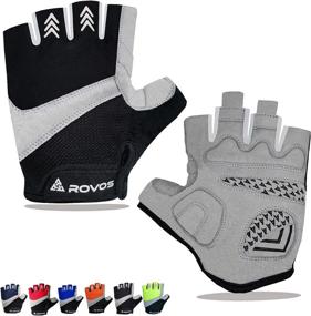 img 4 attached to 🚴 ROVOS Bike Gloves: Half Finger Cycling Gloves for Men & Women - 5mm Padded, Breathable, and Absorbent Gloves for Mountain Biking, MTB, and Road Cycling